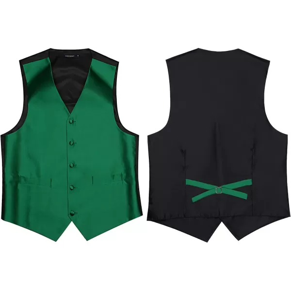 HISDERN 3PC Men's Paisley Floral Jacquard Suit Vest &amp; Necktie and Pocket Square Formal Waistcoat for Tuxedo Wedding Party