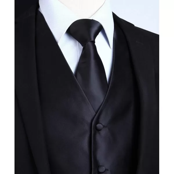 HISDERN 3PC Men's Paisley Floral Jacquard Suit Vest &amp; Necktie and Pocket Square Formal Waistcoat for Tuxedo Wedding Party