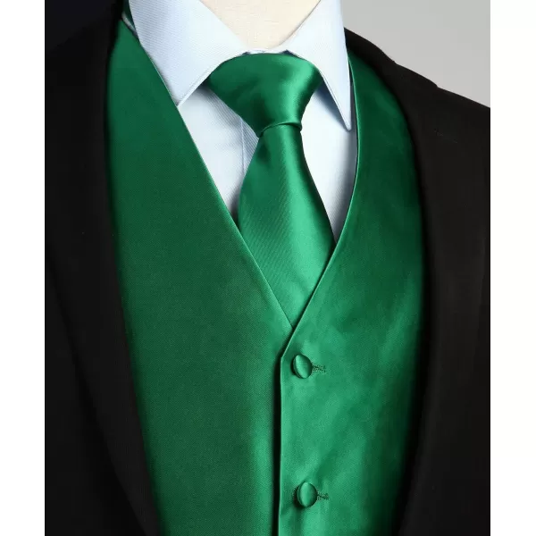 HISDERN 3PC Men's Paisley Floral Jacquard Suit Vest &amp; Necktie and Pocket Square Formal Waistcoat for Tuxedo Wedding Party