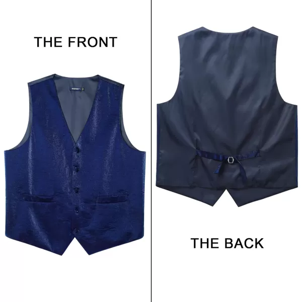 HISDERN 3PC Men's Paisley Floral Jacquard Suit Vest &amp; Necktie and Pocket Square Formal Waistcoat for Tuxedo Wedding Party