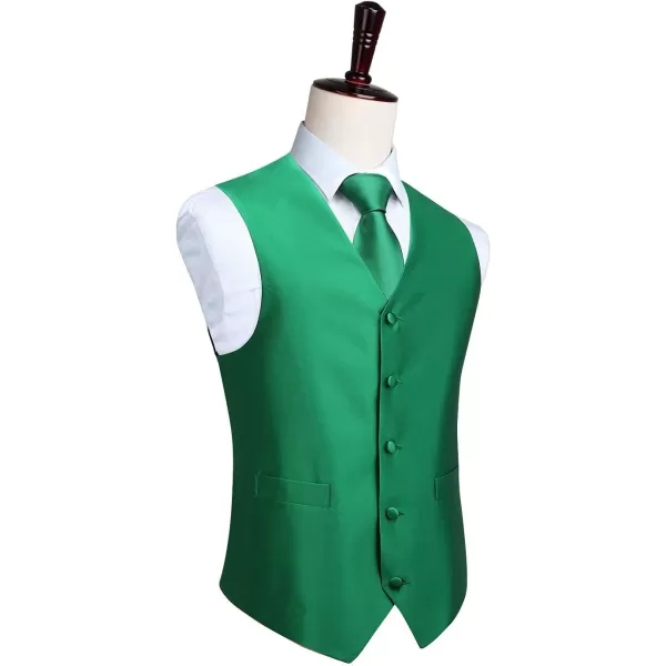 HISDERN 3PC Men's Paisley Floral Jacquard Suit Vest &amp; Necktie and Pocket Square Formal Waistcoat for Tuxedo Wedding Party