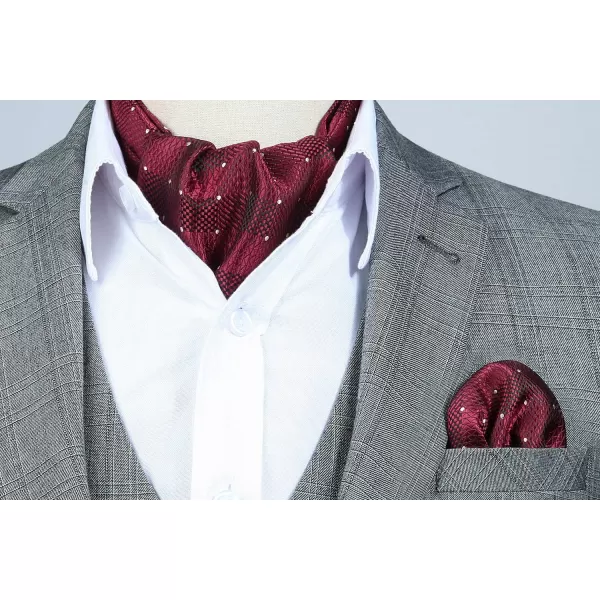 HISDERN Ascot Tie Mens Cravat Ties Floral Paisley Polka Dot Jacquard Self Ascots Cravat Scarf Wedding Party