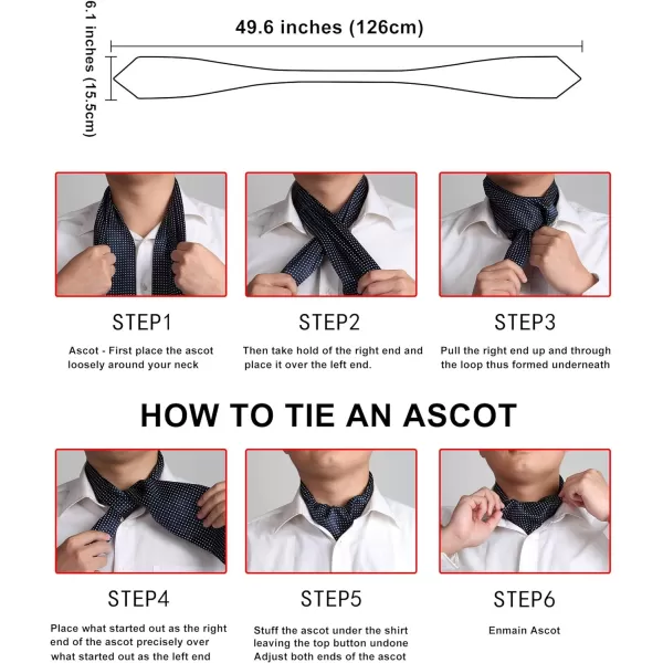 HISDERN Ascot Tie Mens Cravat Ties Floral Paisley Polka Dot Jacquard Self Ascots Cravat Scarf Wedding Party
