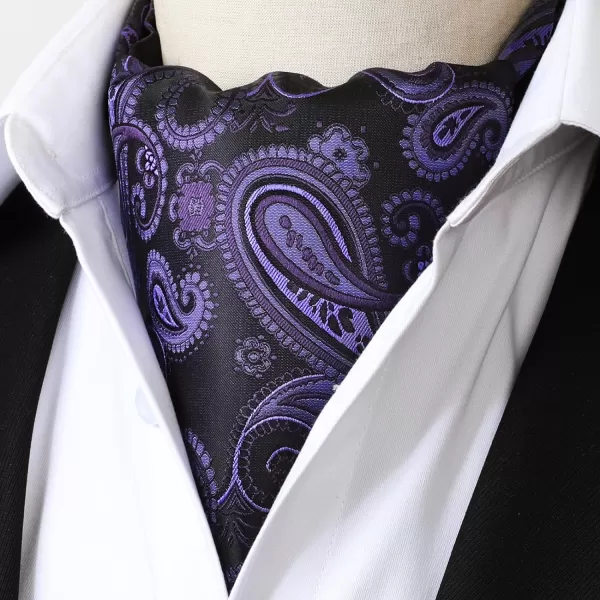 HISDERN Ascot Tie Mens Cravat Ties Floral Paisley Polka Dot Jacquard Self Ascots Cravat Scarf Wedding Party