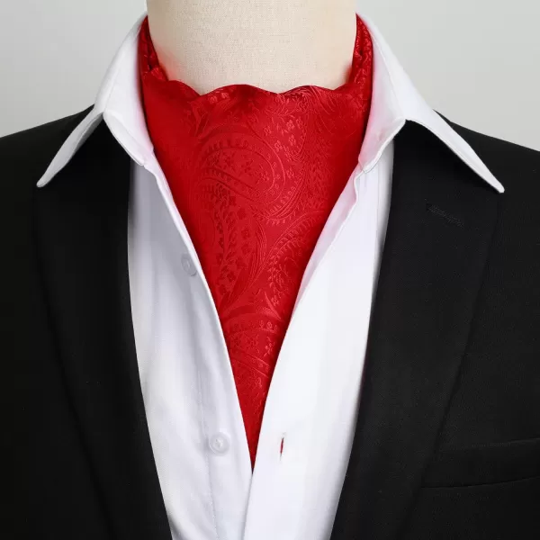 HISDERN Ascot Tie Mens Cravat Ties Floral Paisley Polka Dot Jacquard Self Ascots Cravat Scarf Wedding Party