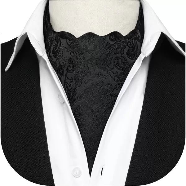 HISDERN Ascot Tie Mens Cravat Ties Floral Paisley Polka Dot Jacquard Self Ascots Cravat Scarf Wedding Party