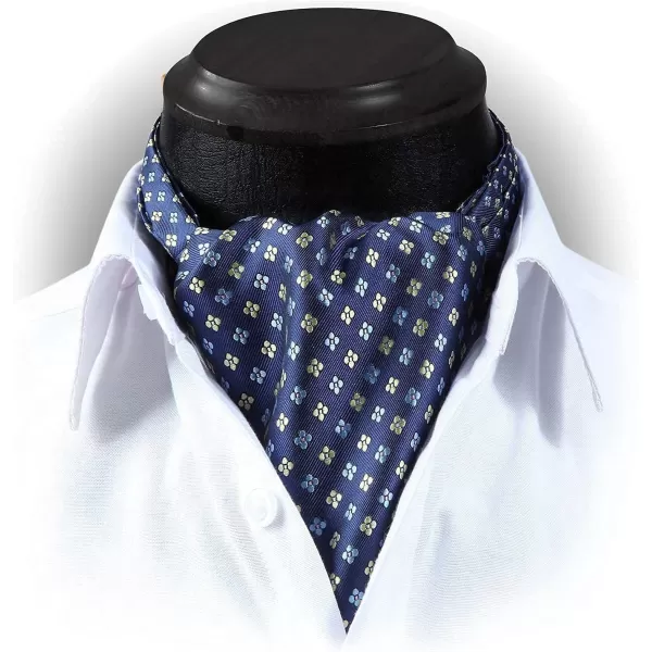 HISDERN Ascot Tie Mens Cravat Ties Floral Paisley Polka Dot Jacquard Self Ascots Cravat Scarf Wedding Party