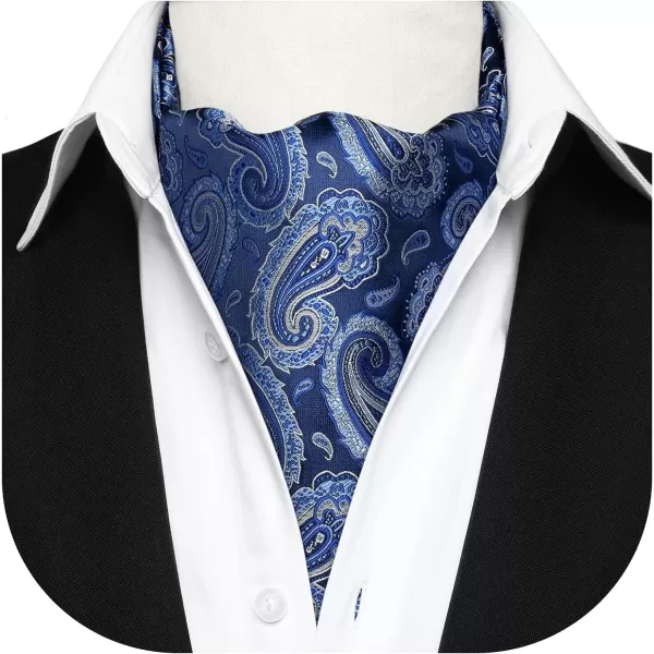 HISDERN Ascot Tie Mens Cravat Ties Floral Paisley Polka Dot Jacquard Self Ascots Cravat Scarf Wedding Party