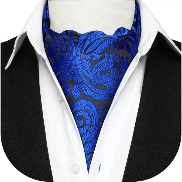 HISDERN Ascot Tie Mens Cravat Ties Floral Paisley Polka Dot Jacquard Self Ascots Cravat Scarf Wedding Party