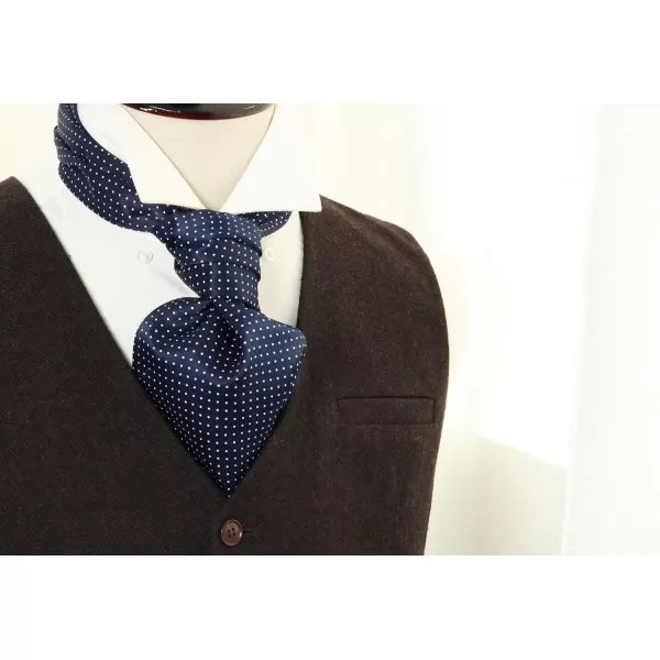 HISDERN Ascot Tie Mens Cravat Ties Floral Paisley Polka Dot Jacquard Self Ascots Cravat Scarf Wedding Party
