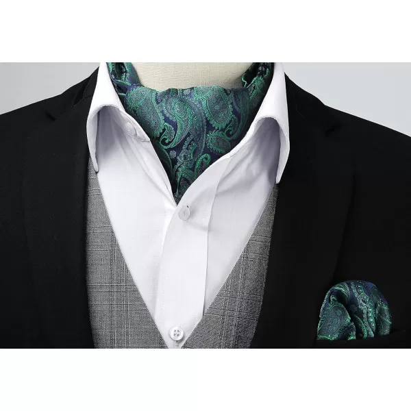 HISDERN Ascot Tie Mens Cravat Ties Floral Paisley Polka Dot Jacquard Self Ascots Cravat Scarf Wedding Party