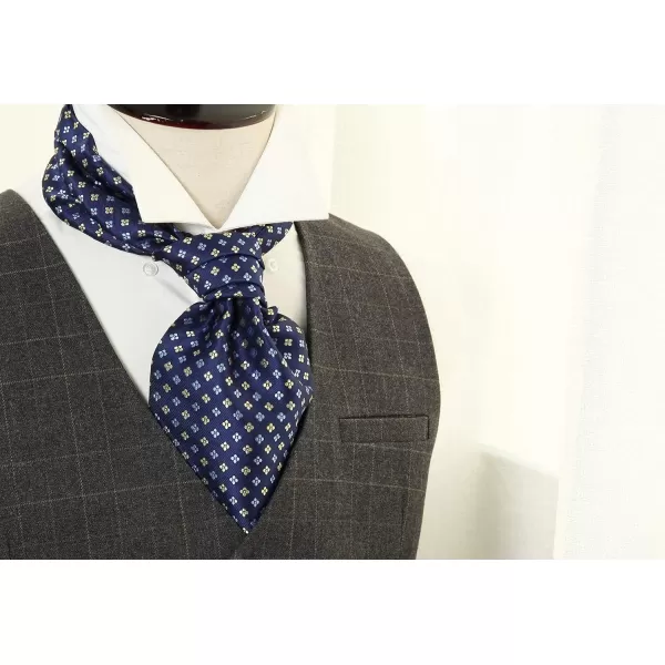 HISDERN Ascot Tie Mens Cravat Ties Floral Paisley Polka Dot Jacquard Self Ascots Cravat Scarf Wedding Party