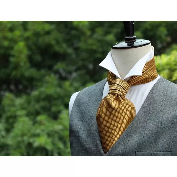 HISDERN Ascot Tie Mens Cravat Ties Floral Paisley Polka Dot Jacquard Self Ascots Cravat Scarf Wedding Party