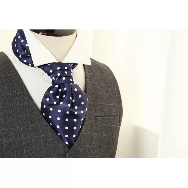 HISDERN Ascot Tie Mens Cravat Ties Floral Paisley Polka Dot Jacquard Self Ascots Cravat Scarf Wedding Party