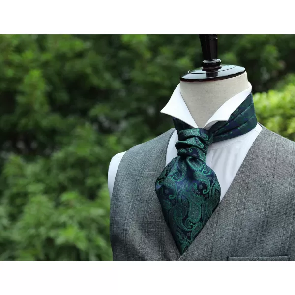 HISDERN Ascot Tie Mens Cravat Ties Floral Paisley Polka Dot Jacquard Self Ascots Cravat Scarf Wedding Party