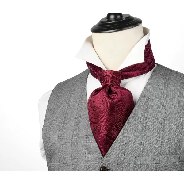 HISDERN Ascot Tie Mens Cravat Ties Floral Paisley Polka Dot Jacquard Self Ascots Cravat Scarf Wedding Party