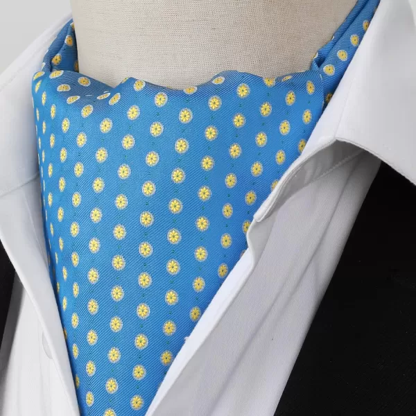 HISDERN Ascot Tie Mens Cravat Ties Floral Paisley Polka Dot Jacquard Self Ascots Cravat Scarf Wedding Party