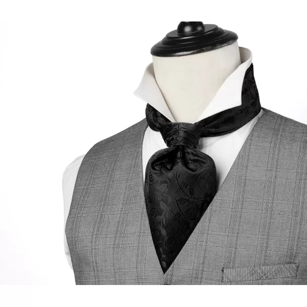 HISDERN Ascot Tie Mens Cravat Ties Floral Paisley Polka Dot Jacquard Self Ascots Cravat Scarf Wedding Party