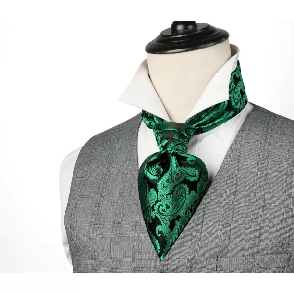 HISDERN Ascot Tie Mens Cravat Ties Floral Paisley Polka Dot Jacquard Self Ascots Cravat Scarf Wedding Party