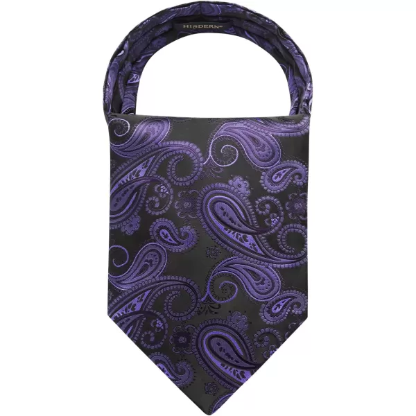 HISDERN Ascot Tie Mens Cravat Ties Floral Paisley Polka Dot Jacquard Self Ascots Cravat Scarf Wedding Party