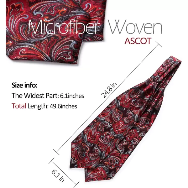 HISDERN Ascot Tie Mens Cravat Ties Floral Paisley Polka Dot Jacquard Self Ascots Cravat Scarf Wedding Party