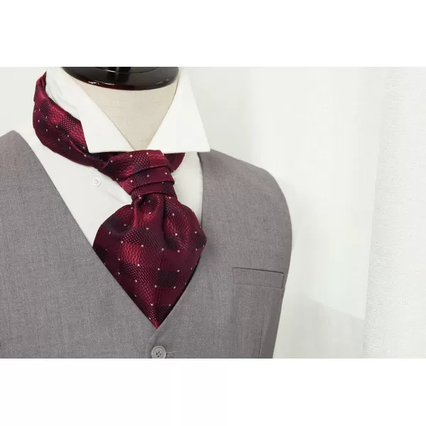 HISDERN Ascot Tie Mens Cravat Ties Floral Paisley Polka Dot Jacquard Self Ascots Cravat Scarf Wedding Party