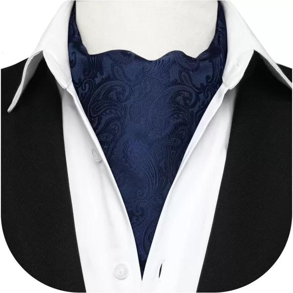 HISDERN Ascot Tie Mens Cravat Ties Floral Paisley Polka Dot Jacquard Self Ascots Cravat Scarf Wedding Party