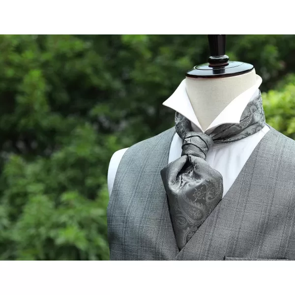 HISDERN Ascot Tie Mens Cravat Ties Floral Paisley Polka Dot Jacquard Self Ascots Cravat Scarf Wedding Party