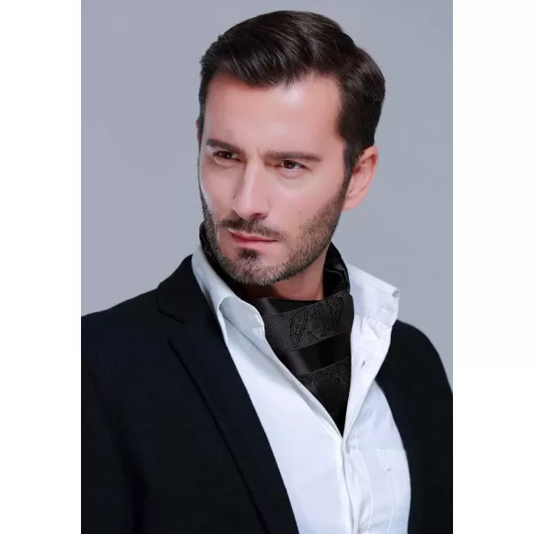 HISDERN Ascot Tie Mens Cravat Ties Floral Paisley Polka Dot Jacquard Self Ascots Cravat Scarf Wedding Party