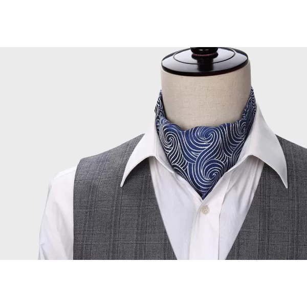 HISDERN Ascot Tie Mens Cravat Ties Floral Paisley Polka Dot Jacquard Self Ascots Cravat Scarf Wedding Party