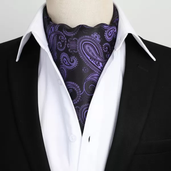 HISDERN Ascot Tie Mens Cravat Ties Floral Paisley Polka Dot Jacquard Self Ascots Cravat Scarf Wedding Party