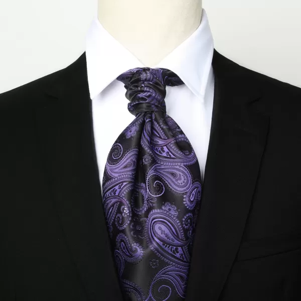 HISDERN Ascot Tie Mens Cravat Ties Floral Paisley Polka Dot Jacquard Self Ascots Cravat Scarf Wedding Party