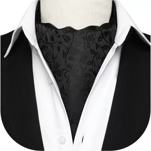 HISDERN Ascot Tie Mens Cravat Ties Floral Paisley Polka Dot Jacquard Self Ascots Cravat Scarf Wedding Party