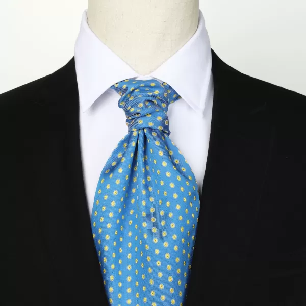 HISDERN Ascot Tie Mens Cravat Ties Floral Paisley Polka Dot Jacquard Self Ascots Cravat Scarf Wedding Party