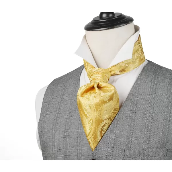 HISDERN Ascot Tie Mens Cravat Ties Floral Paisley Polka Dot Jacquard Self Ascots Cravat Scarf Wedding Party