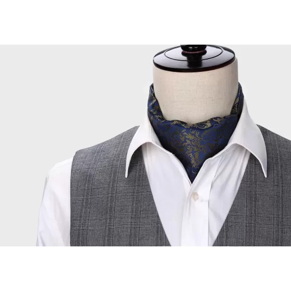 HISDERN Ascot Tie Mens Cravat Ties Floral Paisley Polka Dot Jacquard Self Ascots Cravat Scarf Wedding Party