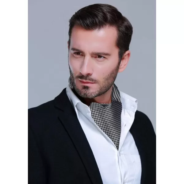 HISDERN Ascot Tie Mens Cravat Ties Floral Paisley Polka Dot Jacquard Self Ascots Cravat Scarf Wedding Party
