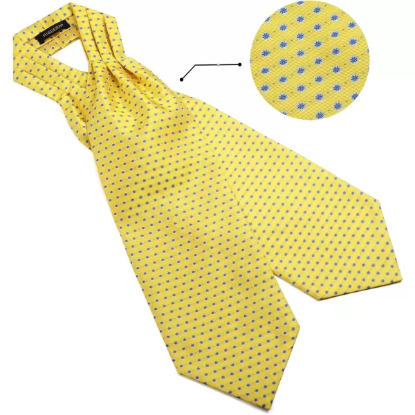 HISDERN Ascot Tie Mens Cravat Ties Floral Paisley Polka Dot Jacquard Self Ascots Cravat Scarf Wedding Party