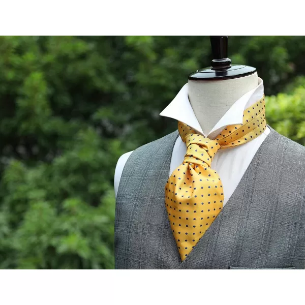 HISDERN Ascot Tie Mens Cravat Ties Floral Paisley Polka Dot Jacquard Self Ascots Cravat Scarf Wedding Party