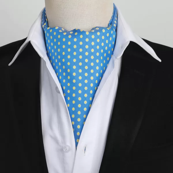 HISDERN Ascot Tie Mens Cravat Ties Floral Paisley Polka Dot Jacquard Self Ascots Cravat Scarf Wedding Party