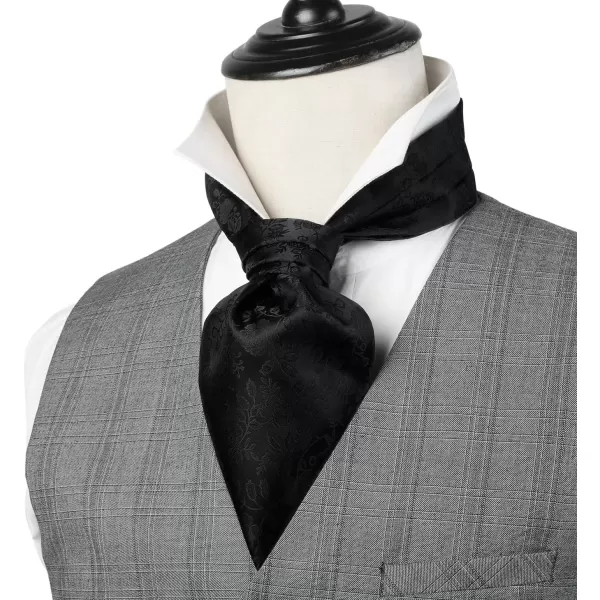 HISDERN Ascot Ties for Men Paisley Cravat Tie and Pocket Square Set Floral Mens Ascot Scarf Handkerchief Wedding Party
