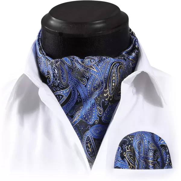 HISDERN Ascot Ties for Men Paisley Cravat Tie and Pocket Square Set Floral Mens Ascot Scarf Handkerchief Wedding Party