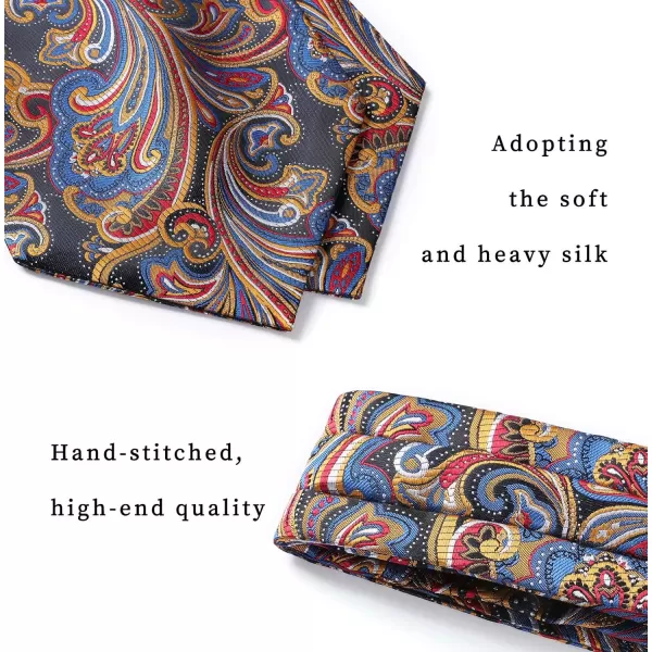HISDERN Ascot Ties for Men Paisley Cravat Tie and Pocket Square Set Floral Mens Ascot Scarf Handkerchief Wedding Party