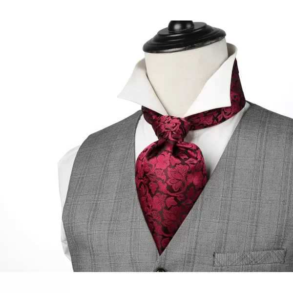 HISDERN Ascot Ties for Men Paisley Cravat Tie and Pocket Square Set Floral Mens Ascot Scarf Handkerchief Wedding Party