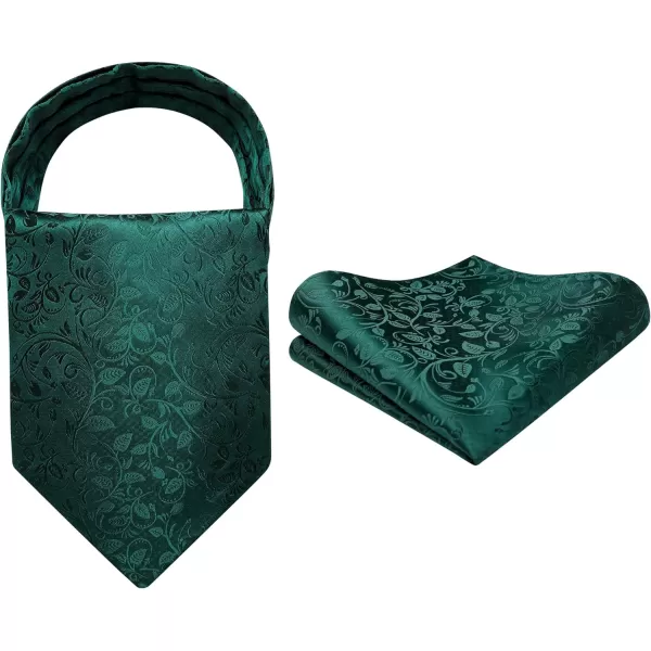 HISDERN Ascot Ties for Men Paisley Cravat Tie and Pocket Square Set Floral Mens Ascot Scarf Handkerchief Wedding Party
