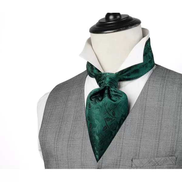 HISDERN Ascot Ties for Men Paisley Cravat Tie and Pocket Square Set Floral Mens Ascot Scarf Handkerchief Wedding Party
