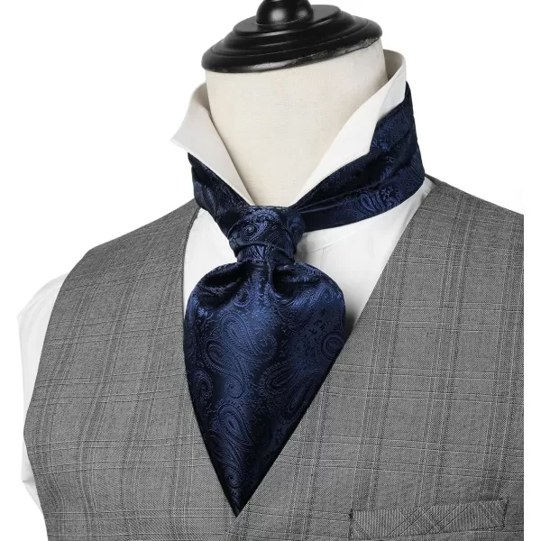HISDERN Ascot Ties for Men Paisley Cravat Tie and Pocket Square Set Floral Mens Ascot Scarf Handkerchief Wedding Party