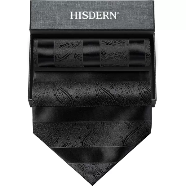 HISDERN Ascot Ties for Men Paisley Cravat Tie and Pocket Square Set Floral Mens Ascot Scarf Handkerchief Wedding Party
