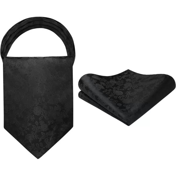 HISDERN Ascot Ties for Men Paisley Cravat Tie and Pocket Square Set Floral Mens Ascot Scarf Handkerchief Wedding Party