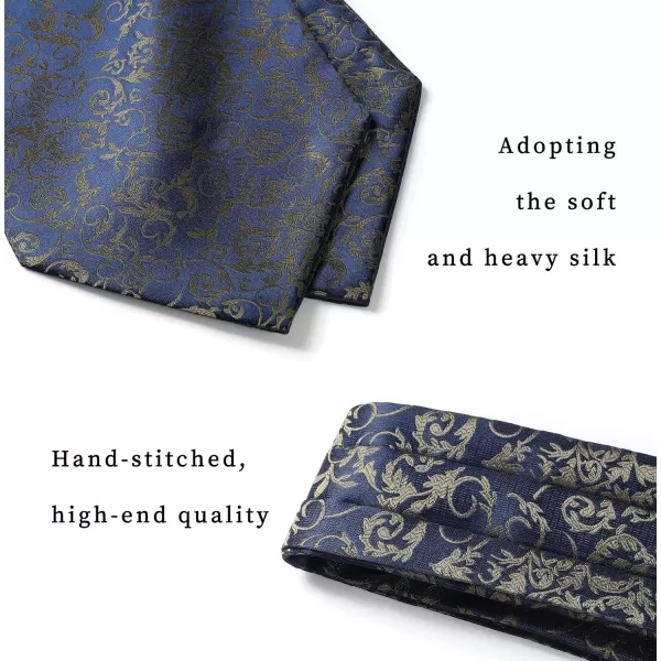 HISDERN Ascot Ties for Men Paisley Cravat Tie and Pocket Square Set Floral Mens Ascot Scarf Handkerchief Wedding Party